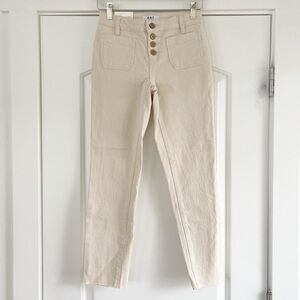Oat New York Ivory Mid Rise Straight Ankle Jean - 25